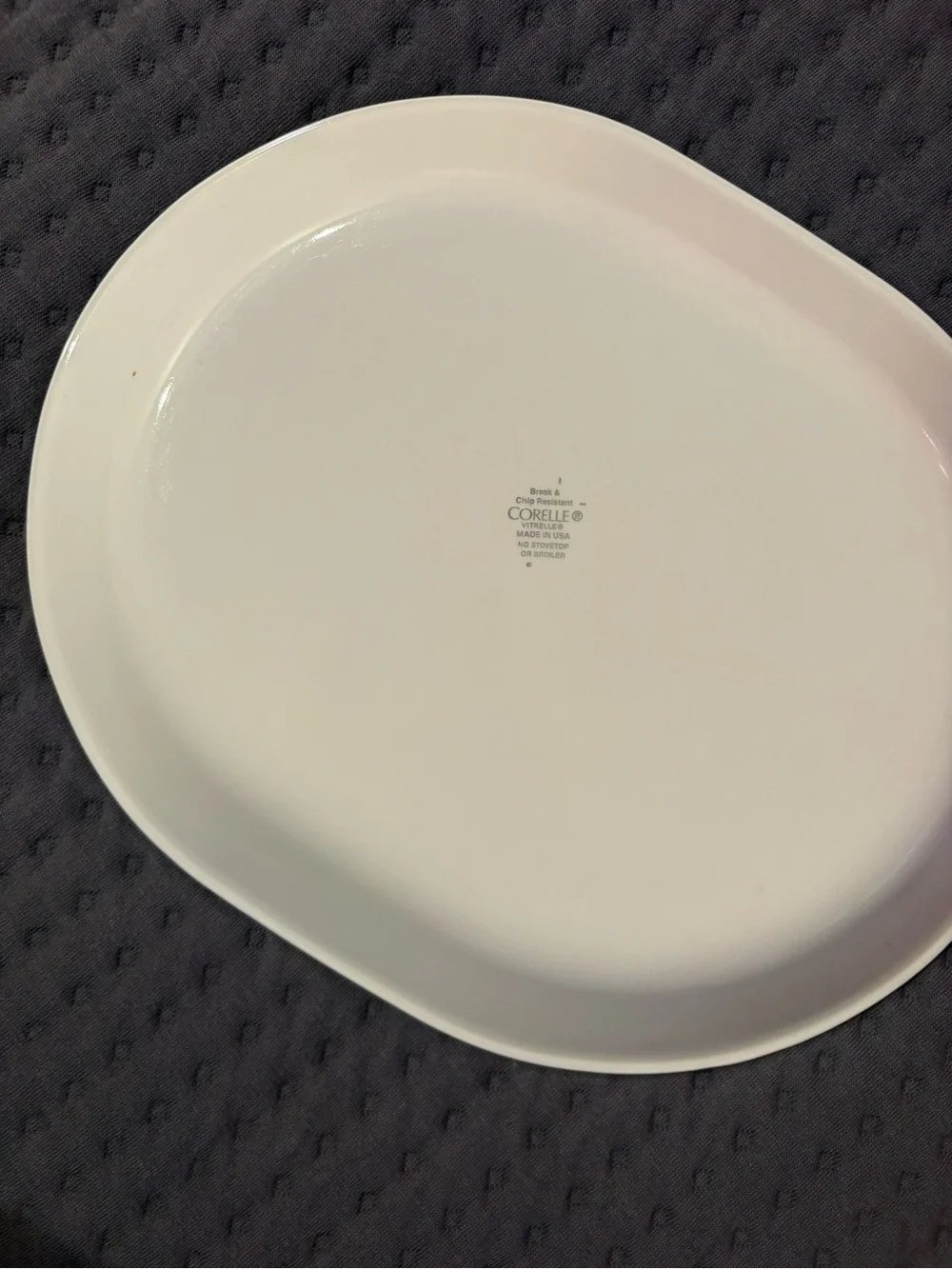 Corelle White Oval Plate with Green Leaves and Lavender Hearts